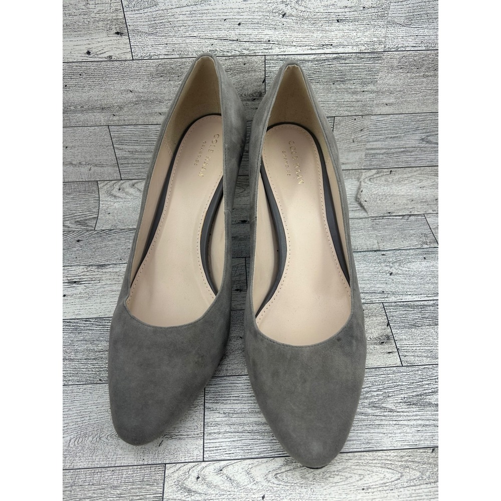 Cole Haan Grand.OS Grey Suede‎ Pointed Toe Pumps Heels W06544 Women 10B